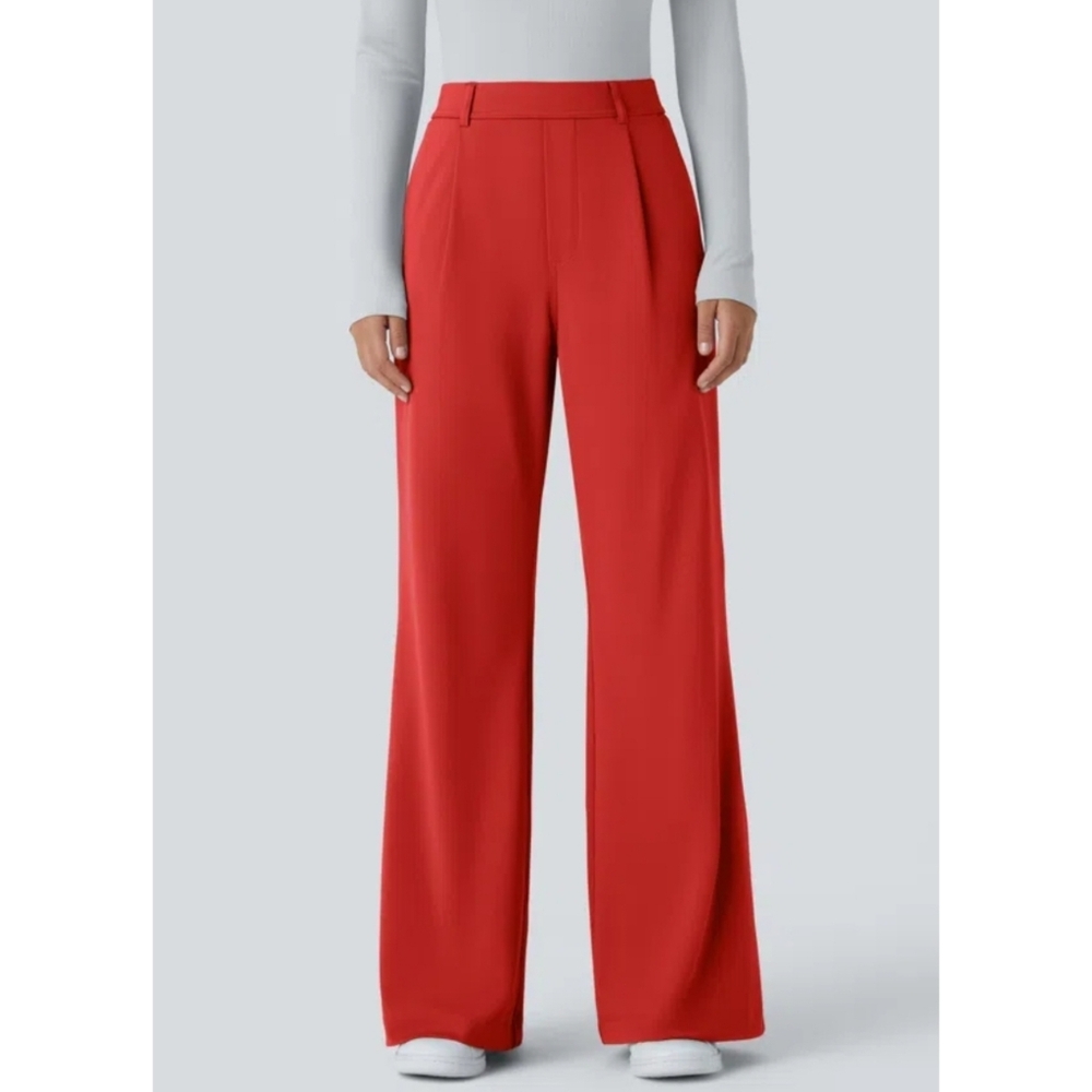 Elegant Red Women's Wide-Leg Pants